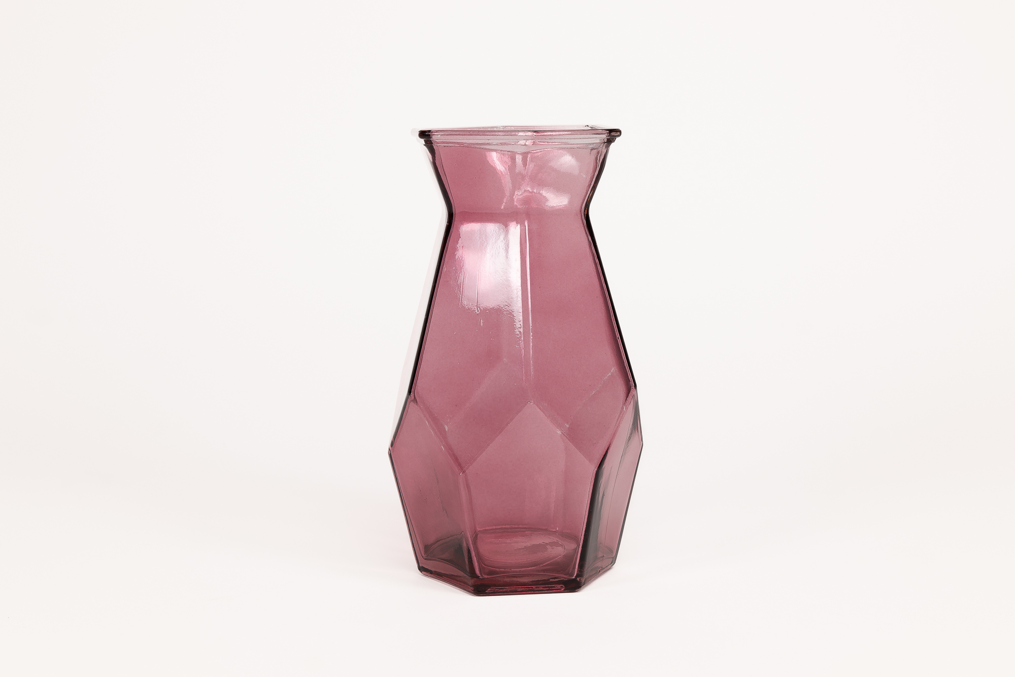 Pink / wine red hexagonal vase
